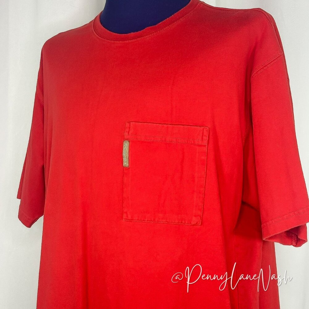 Columbia Red Crewneck Short Sleeve Pocket Tshirt Men's 2X - Picture 10 of 10